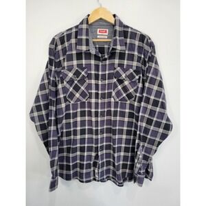 Wrangler Mens 2XL Purple Plaid Flex for Comfort Long Sleeve Button Down Shirt